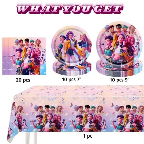 Demon Movie themed hunters Birthday Decorations Set, 20 Plates, napkins, tablecloth movie party decorations and more.