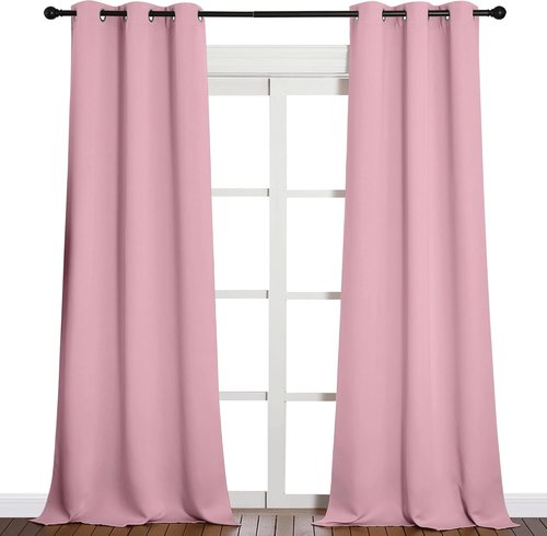 NICETOWN Blackout Curtains for Patio Glass Doors - Crystal Pink, 42" Wide x 90" Long, 1 Pair