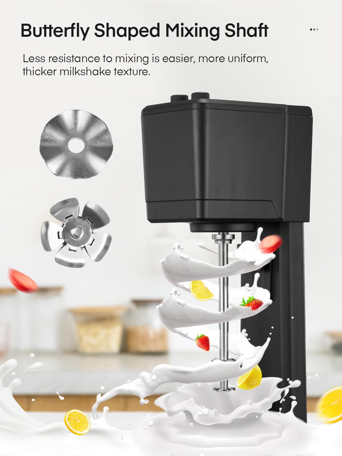 Milkshake Maker Machine, 375W Commercial Milk Shake Maker Mixer, Single Head Drink Mixer Blender Machine, 3-Speed Milkshake Blender with 27.7oz Stainless Steel Cup for Commercial