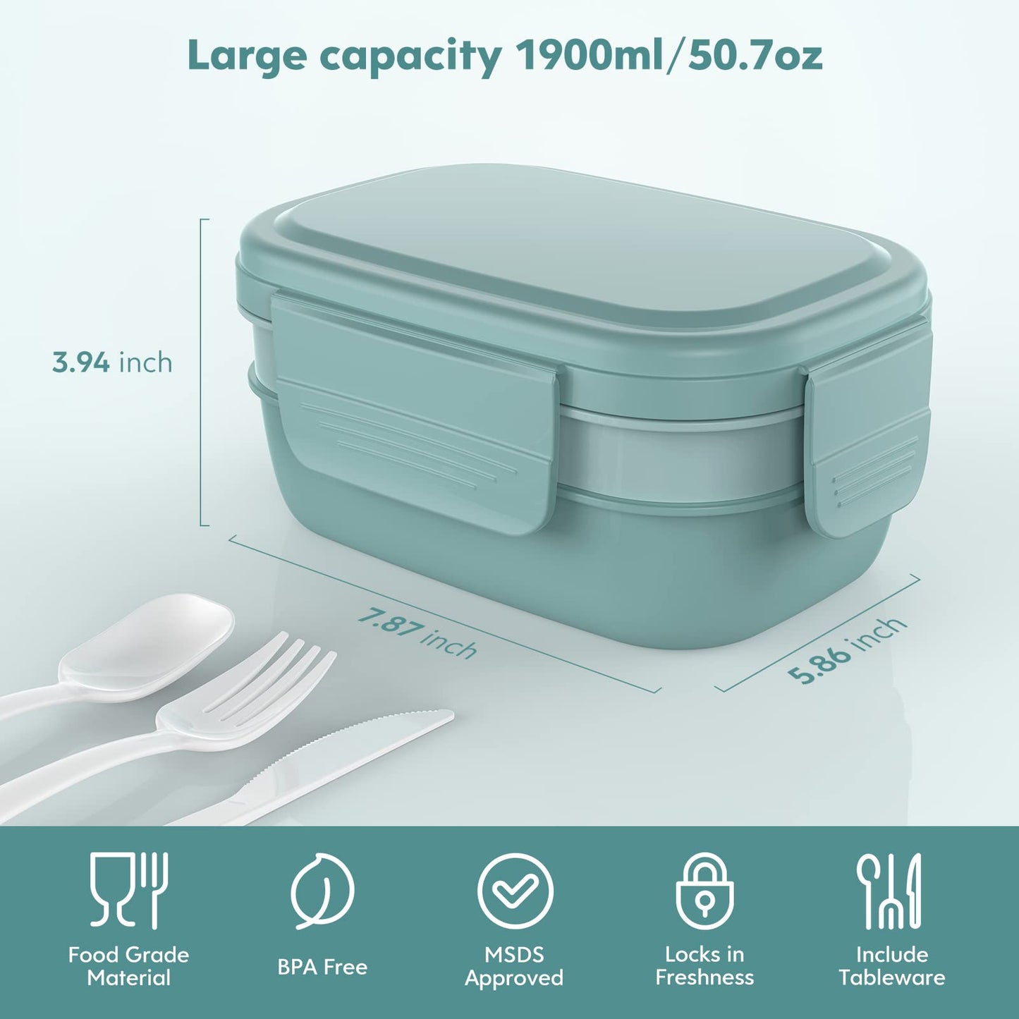 HOMETALL Adult Lunch Box,3 Stackable Bento Lunch Containers for Adults, Modern Minimalist Design Bento Box with Utensil Set, Leak-Proof Lunchbox for Dining Out, Work, Picnic