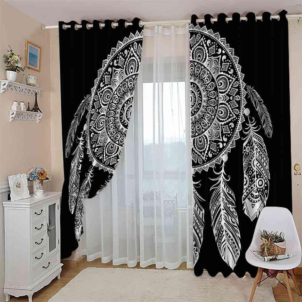 Regine Switzerland Printed Blackout Curtains - Colorful Dream Catcher Art | Thermal Insulated 2-Panel Set (46'' x 54'')