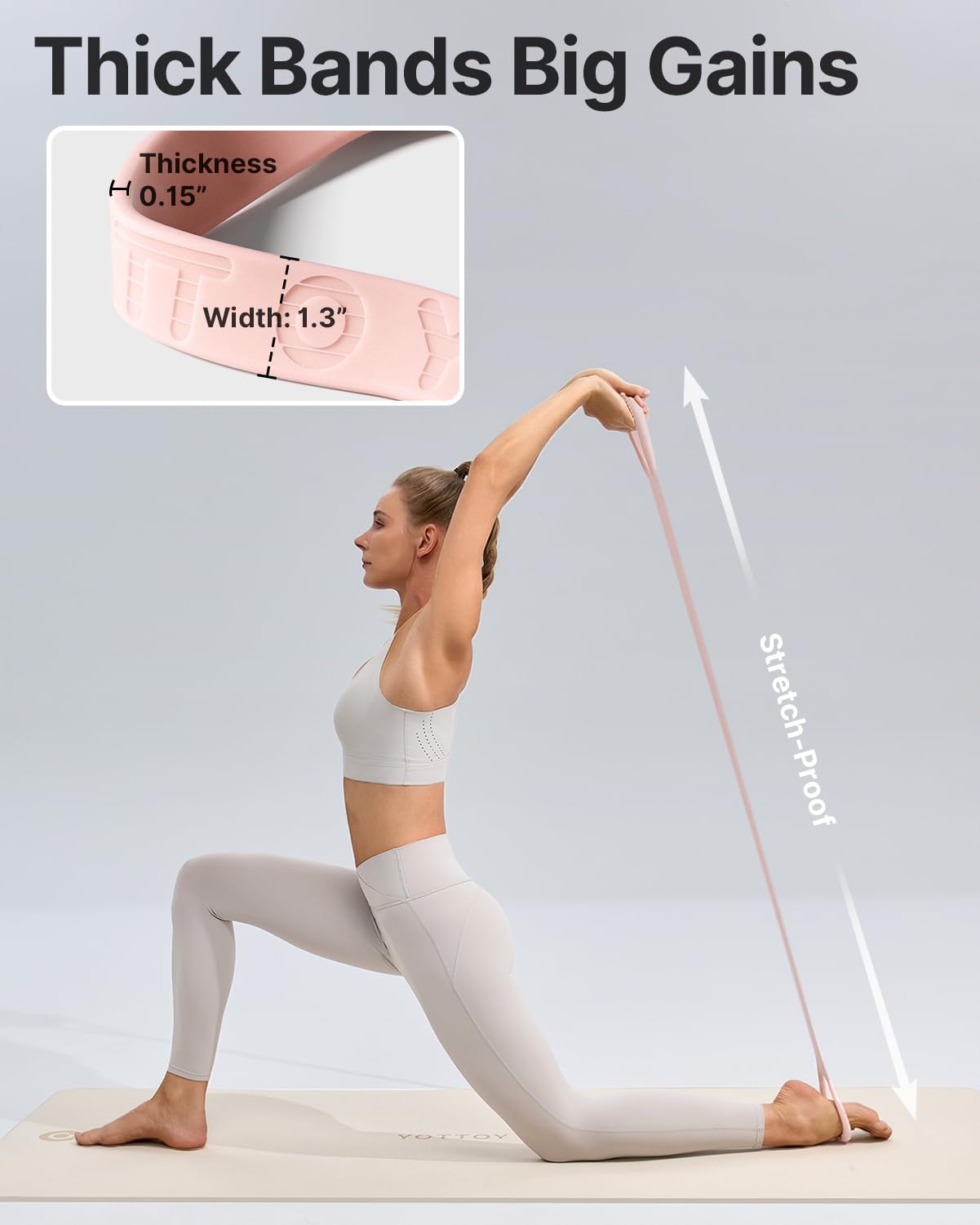 YOTTOY Figure 8 Resistance Band, Elastic Resistance Band with Comfortable Handles for Home Workout, Physical Therapy, Arm, Leg & Glute Training (Pink, 20 LB)