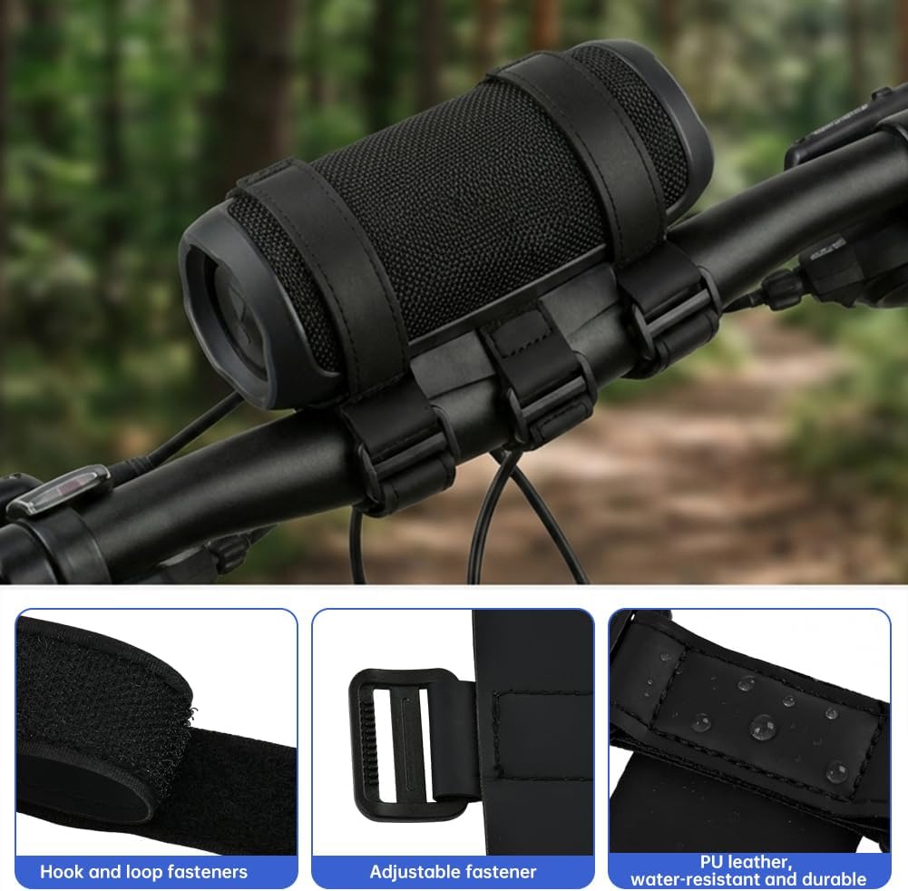 Lixternum Portable Speaker Mount for Bike, Waterproof Hook and Loop Fastener Strap Holder, Adjustable Strap Bike