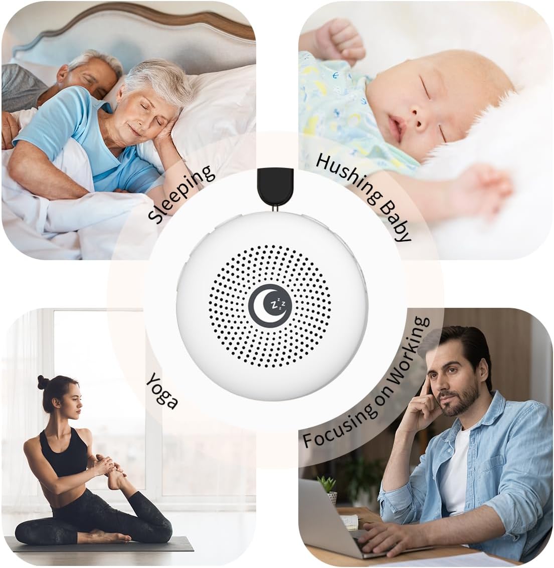 Sleepbox Sound Machine - Portable Noise Generator with 30 Soothing Sounds & Rechargeable Battery | Ideal for Sleep, Travel & Relaxation (White)