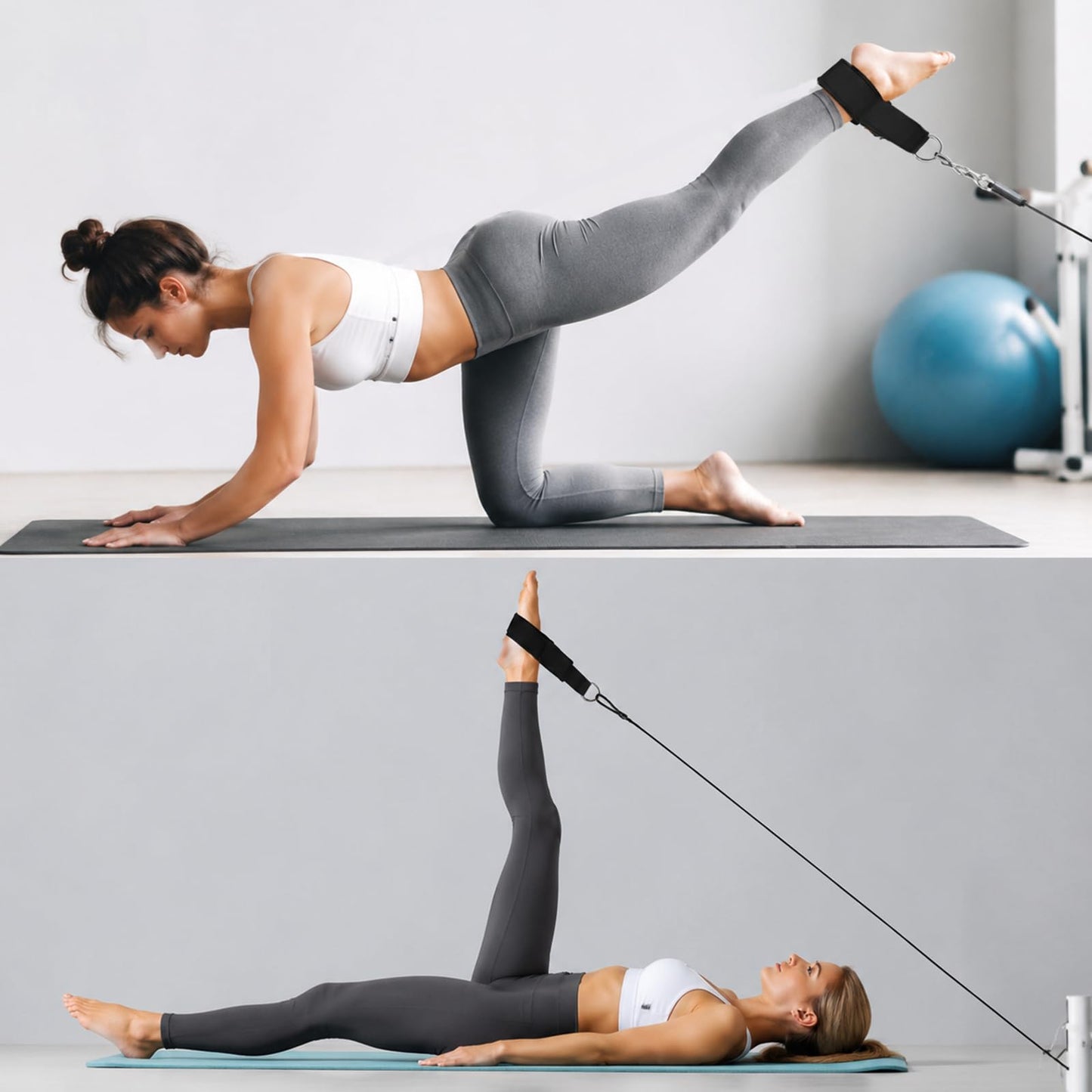 2PCS Pilates Straps Soft Padded Handles, Durable Pilates Double Loop D-Ring Straps,Pilates Straps for Reformer,Home Gym & Yoga Workout Exercise Accessories