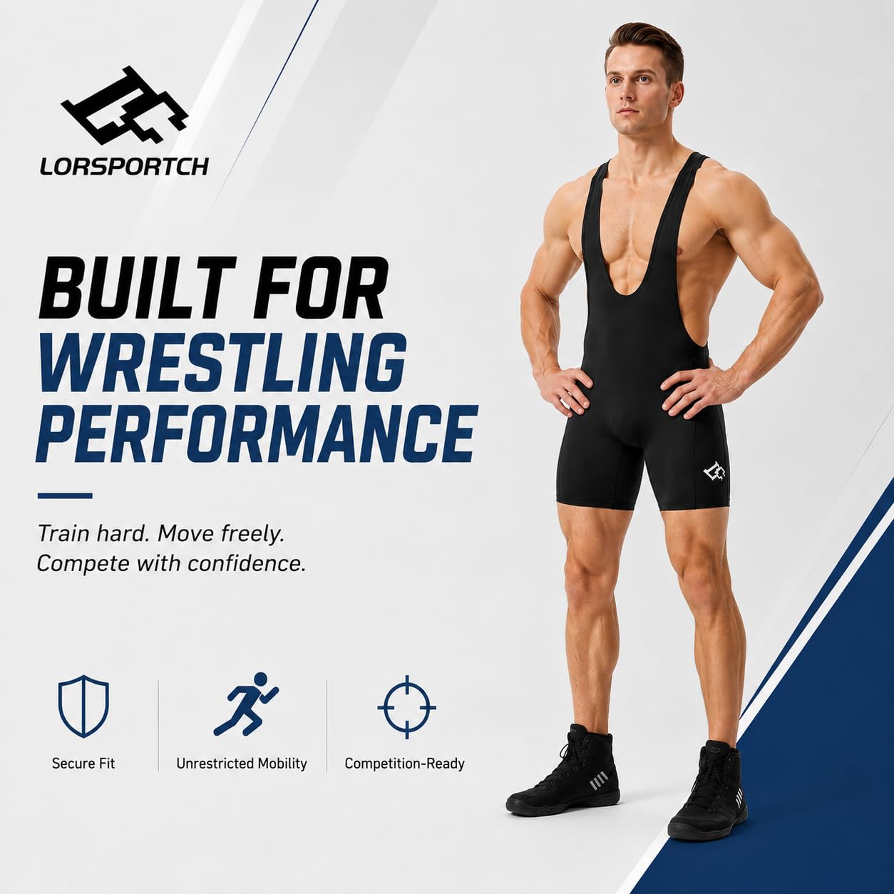 LORSPORTCH Men's wrestling Powerlifting Singlet Standard Active Sleeveless Bodysuit Uniform Leotard Jumpsuits Singlet Black XL