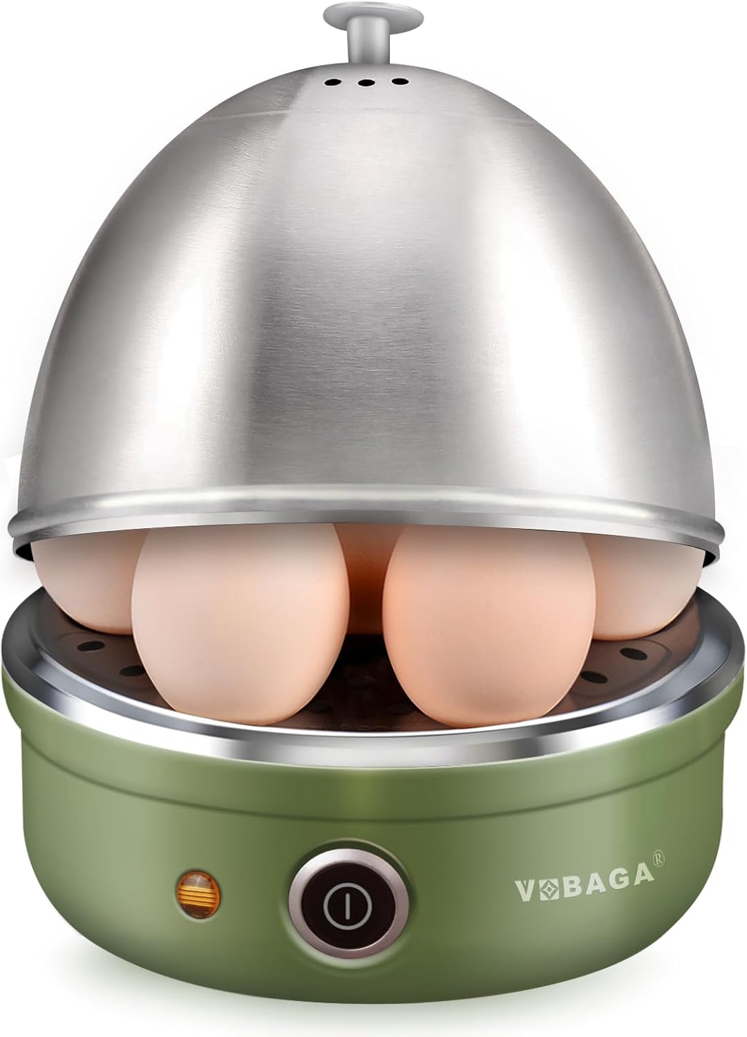 VOBAGA Electric Egg Cooker - Rapid Boiler with Auto Shut Off for Soft, Medium, Hard Boiled Eggs | 7-Egg Capacity, Green
