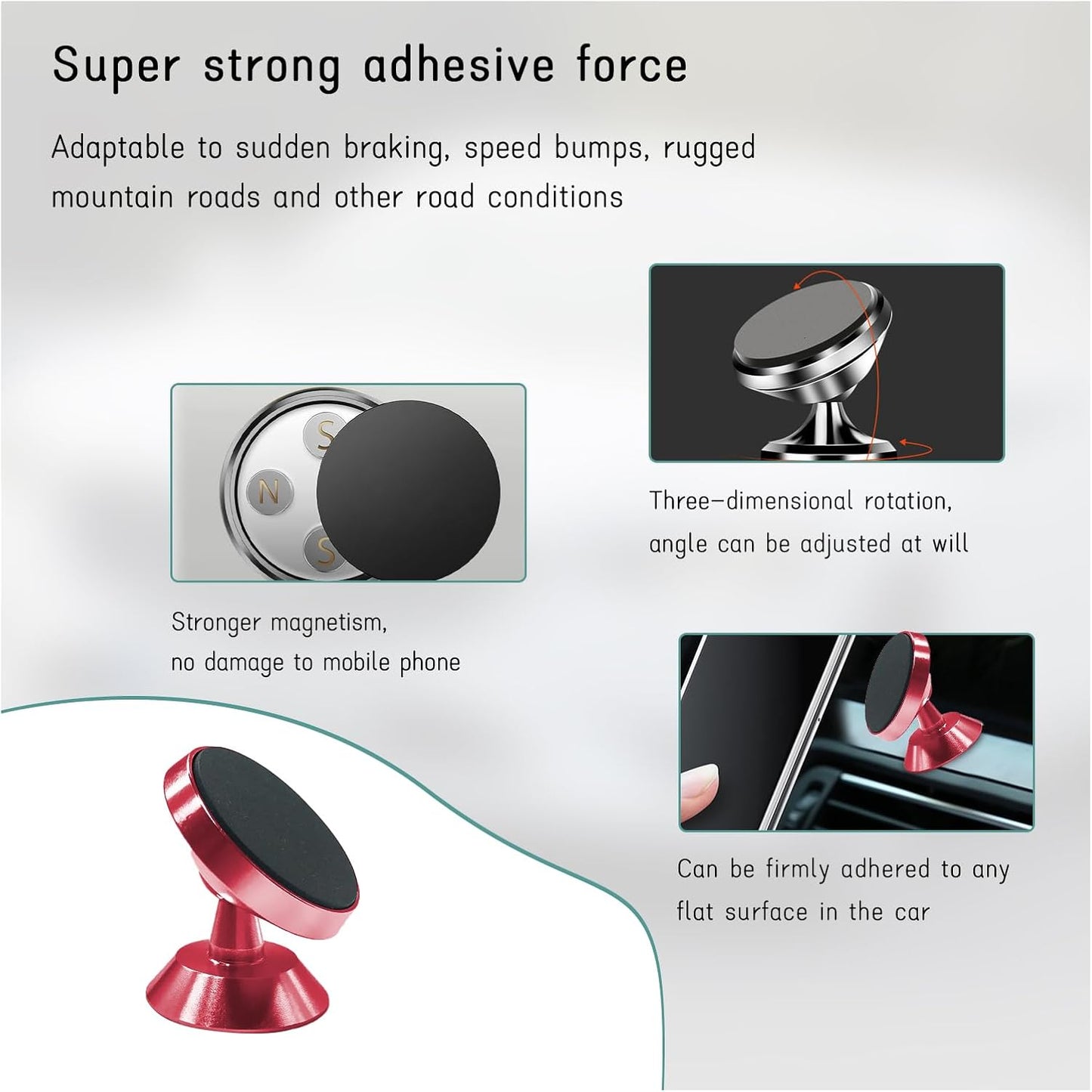 Augeny 360 Car Magnetic Phone Holder, Degree Adjustable Strong Magnet Cell Phone Holder Mount for Auto Dashboard