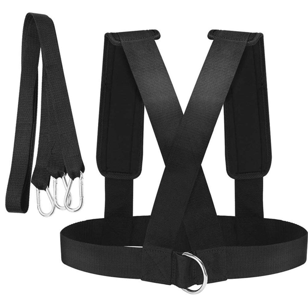 Weight Bearing Shoulder Strap, Resistance Bands Fitness Elastic Loop | Adjustable Padded Harness for Sled Tire Pulling, Resistance Training Workout