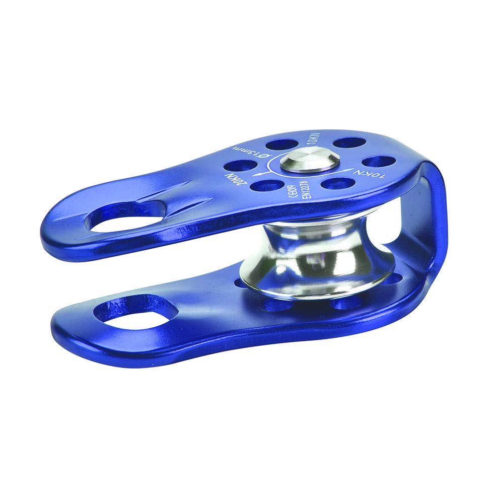 Omabeta Pulley, Heavy-Duty Aluminium Alloy Construction with Smooth Rotation, Single Rope Pulley Block, for Climbing and Hauling, Blue, for 8-12mm Rope