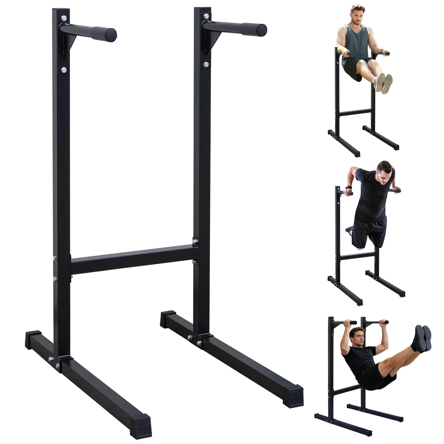 MIUDGIG Steel Frame Dip Station, Multifunctional Dip Station Workout Home Gym Fitness Equipment, Heavy Duty Dip Bar for Triceps, Push & Pull Ups, Leg Raises, 500 Pound Weight Capacity