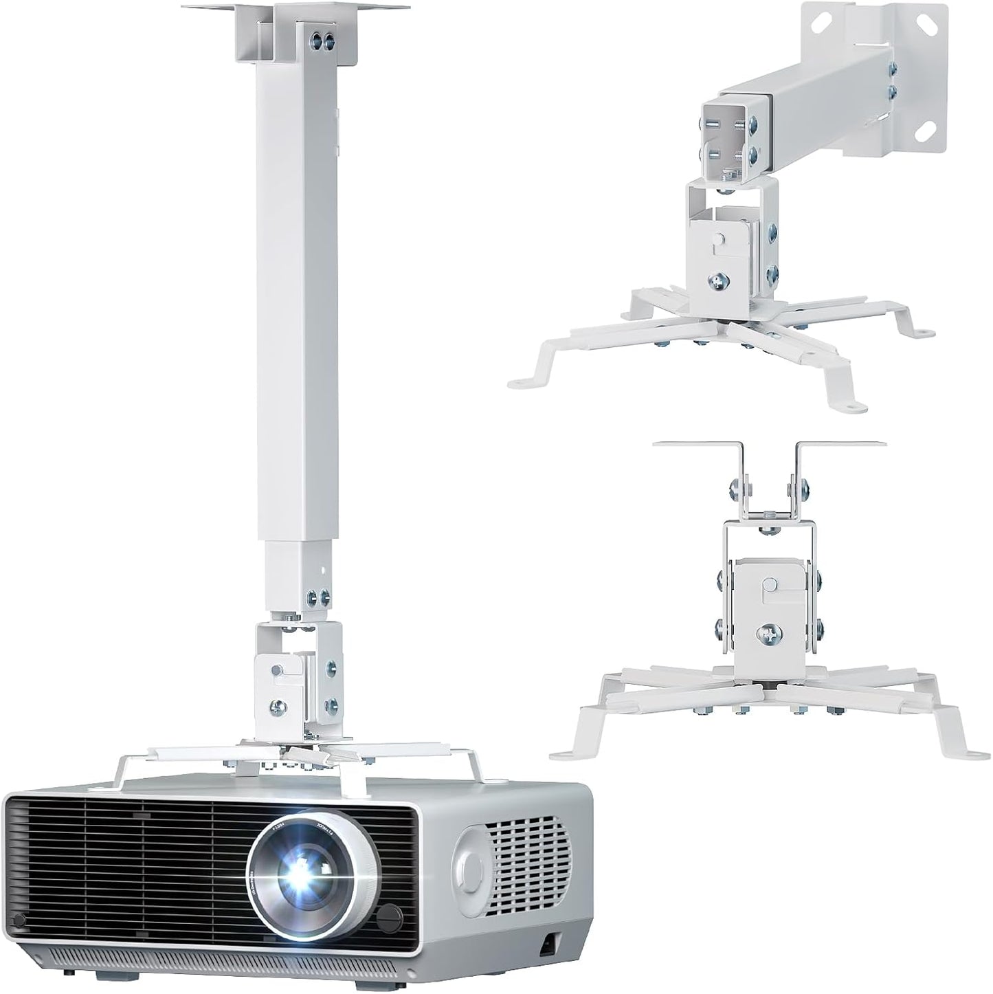 3-in-1 44lbs (PM-003-W), WALI Projector Mount Ceiling/Wall - Universal Bracket with Extension Pole, Height Adjustable