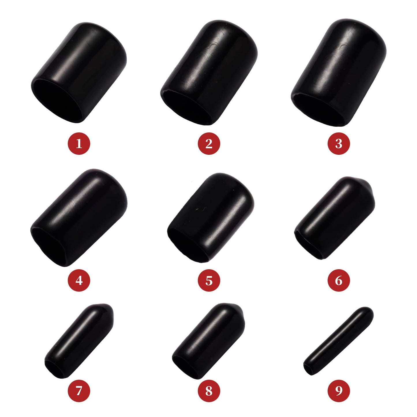 Aleric 163pcs Rubber End Caps,Round Bolt Covers Caps,Vinyl End Cap Screw Thread Protectors,Rubber Screw Cover Bolt Cap for Metal Tube Rod Bolt in Size 2mm 3mm 4.5mm 6mm 7mm 8mm 9mm 12mm 20mm(Black)