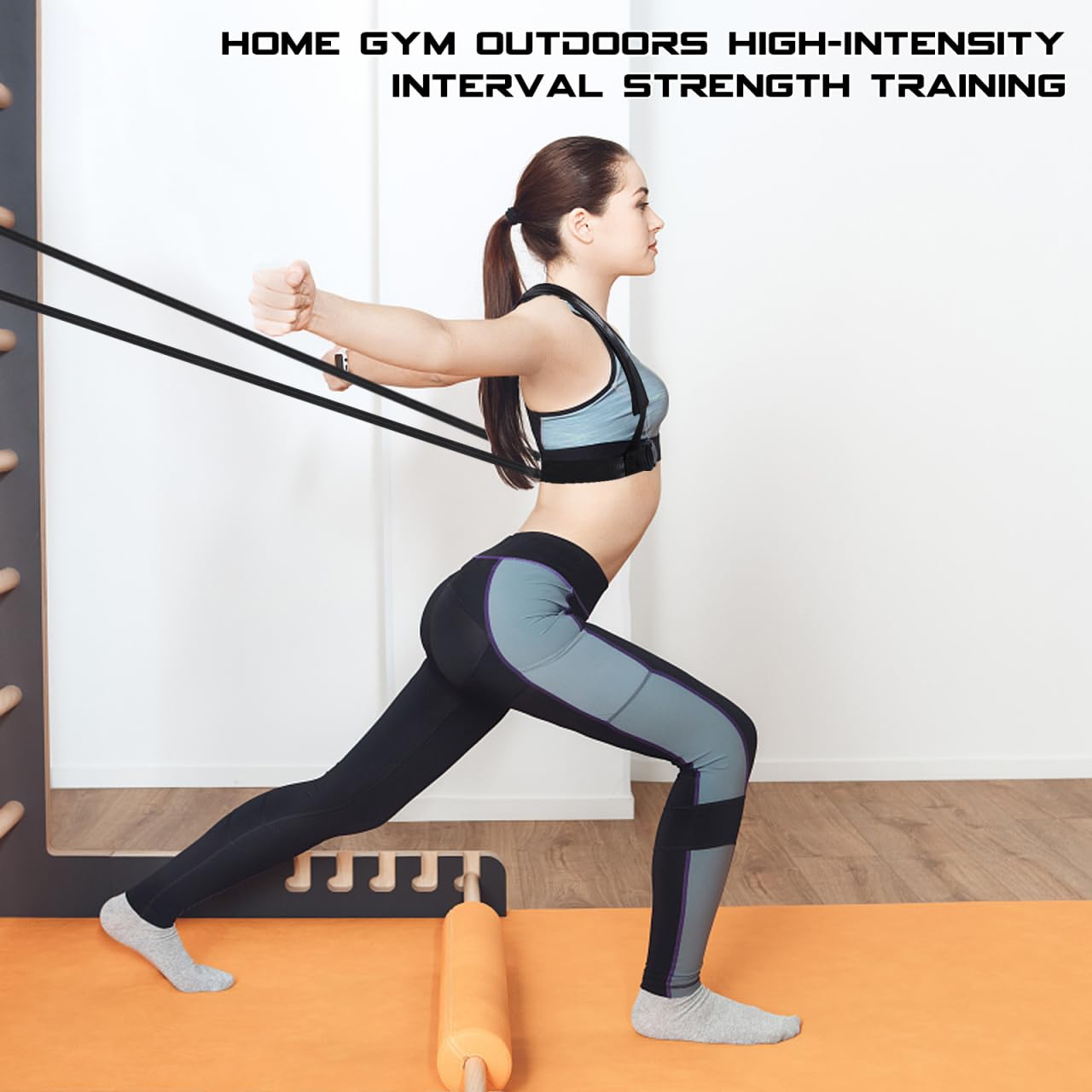 Adjustable Sled Harness - with Resistance Band for Strength and Fitness Training Padded Shoulder Straps and Waist Belt for Workout Sled Pulling Durable Neoprene and Polyester Vest