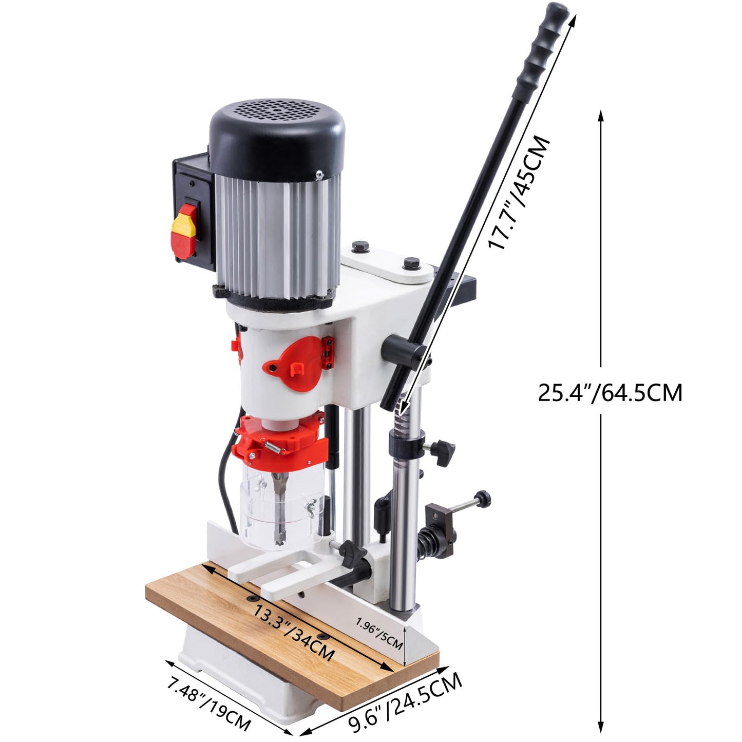 Benchtop Mortiser, 3400RPM 3/4HP Woodworking Mortising Machine with 1/4", 3/8", 1/2" Chisels Wooden Workbench, Benchtop Drill Press for Making Round Holes Square Holes Or Special Square Holes