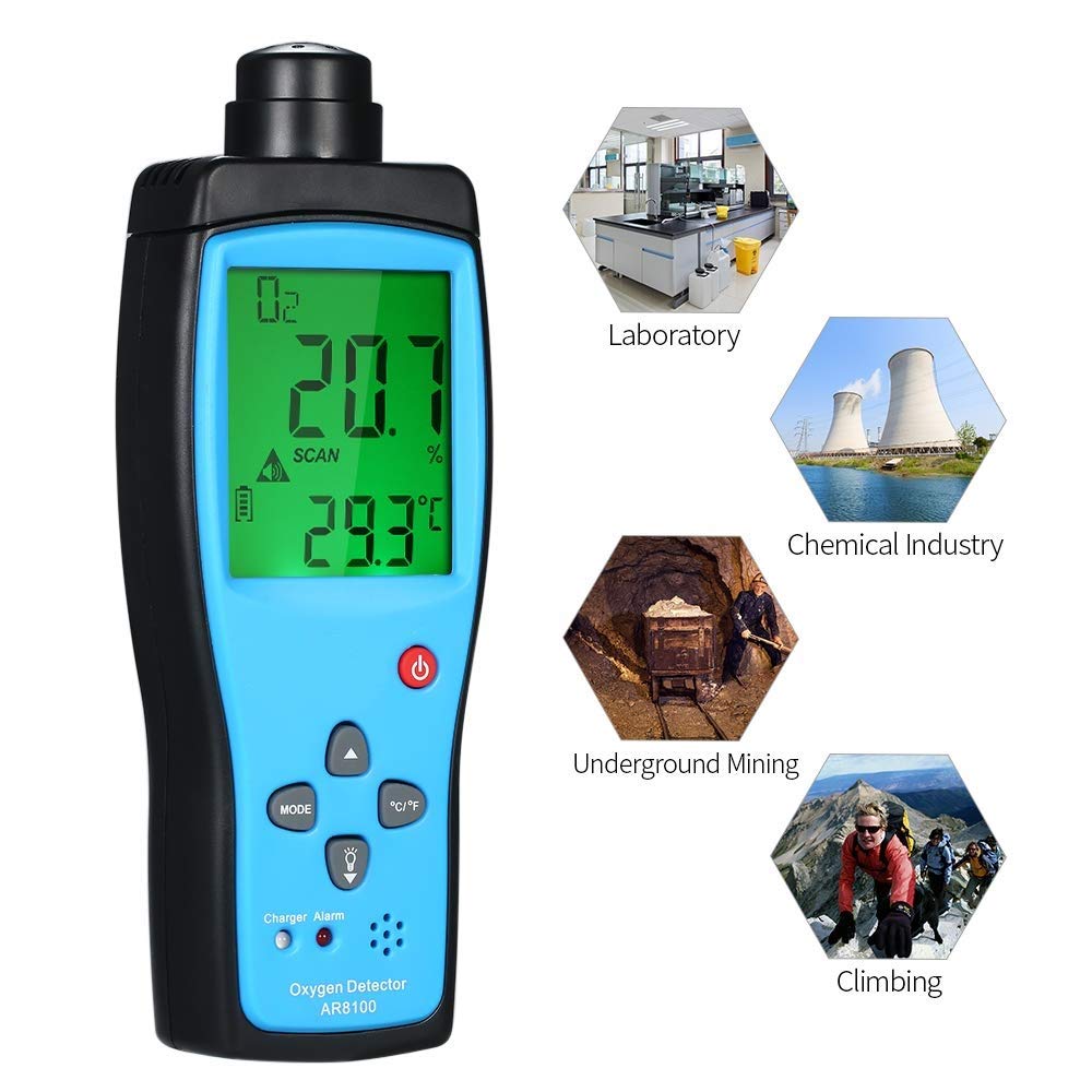 Cheffort Handheld Oxygen Gas Meter, Professional O2 Tester with Digital LCD Screen, 0-25% Vol Measurement Range for Industrial & Professional Testing