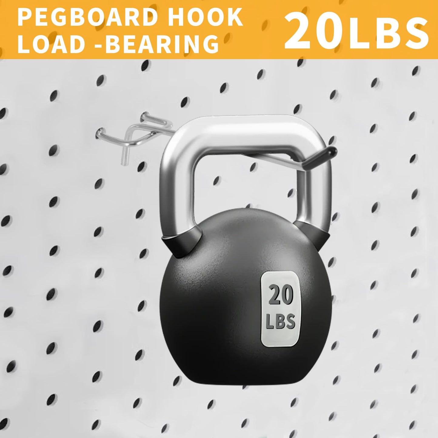 CAEYPOAR Pegboard Hooks, 25 Pack 4 inch Peg Board Hooks for Hanging, Fit 1/8" Metal Pegboards, Peg Board Hooks for Garage, Shop, Office, Crafts Organisation, Kitchen (Silver)