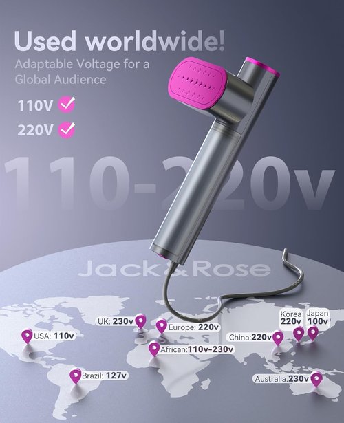 Jack & Rose Travel Steamer - Portable Clothes Steamer Heats Up in 15 Seconds | 110-220V