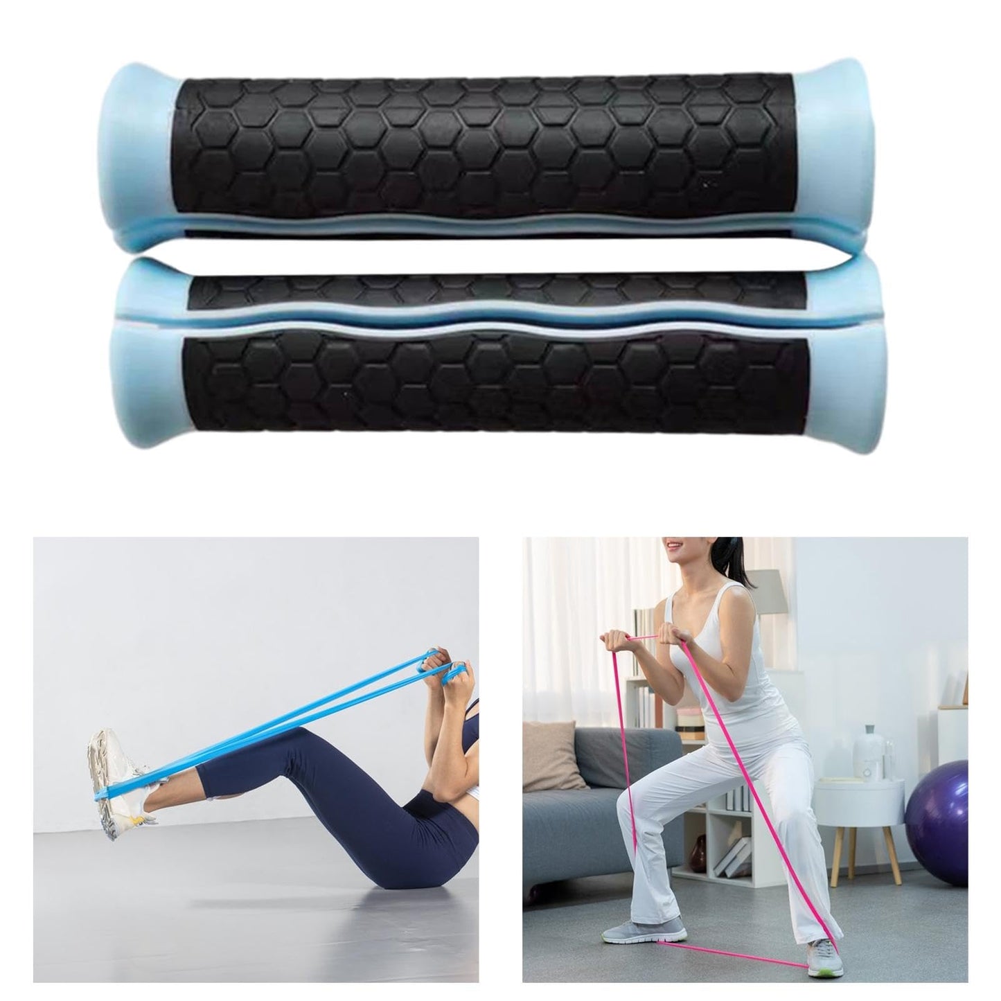 Aymzbd 2X Resistance Band Handles, Exercise Bands Handles, Protect Your Hands, Blue