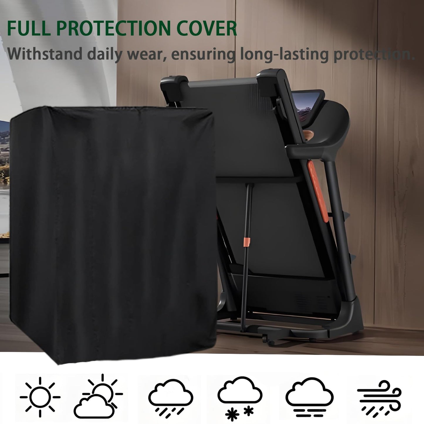 Folding Treadmill Cover, Running Machine Cover, Oxford Cloth Waterproof Dustproof Exercise Equipment Bag with Drawstring and Storage Bag For Outdoor Indoor Gym Treadmill