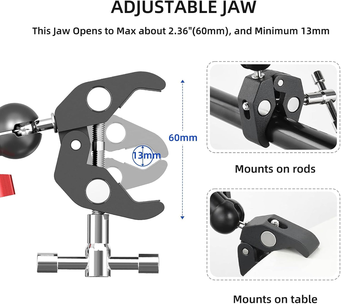 Mechrig 360 1/4"-20 Super Clamp Mount Kit with Ballhead Magic Arm Universal Camera Mount with Screws for DSLR