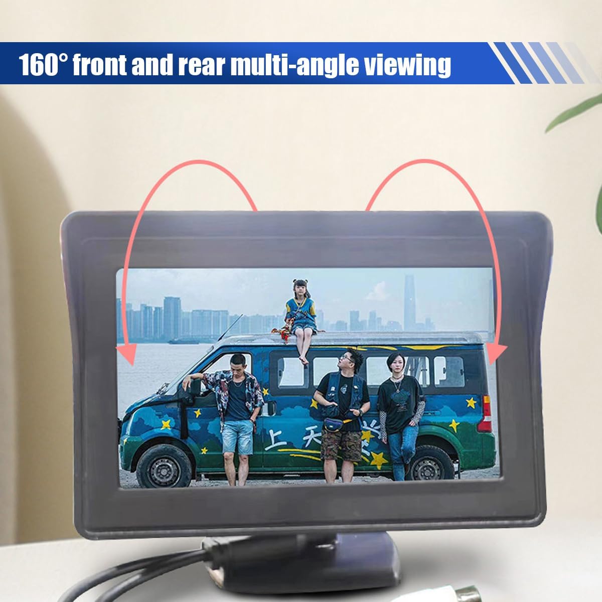 YoRise 4.3 Inch 12V TFT LCD Car Color Parking Aid System Monitor Display, DC Automotive Rearview Reverse Camera