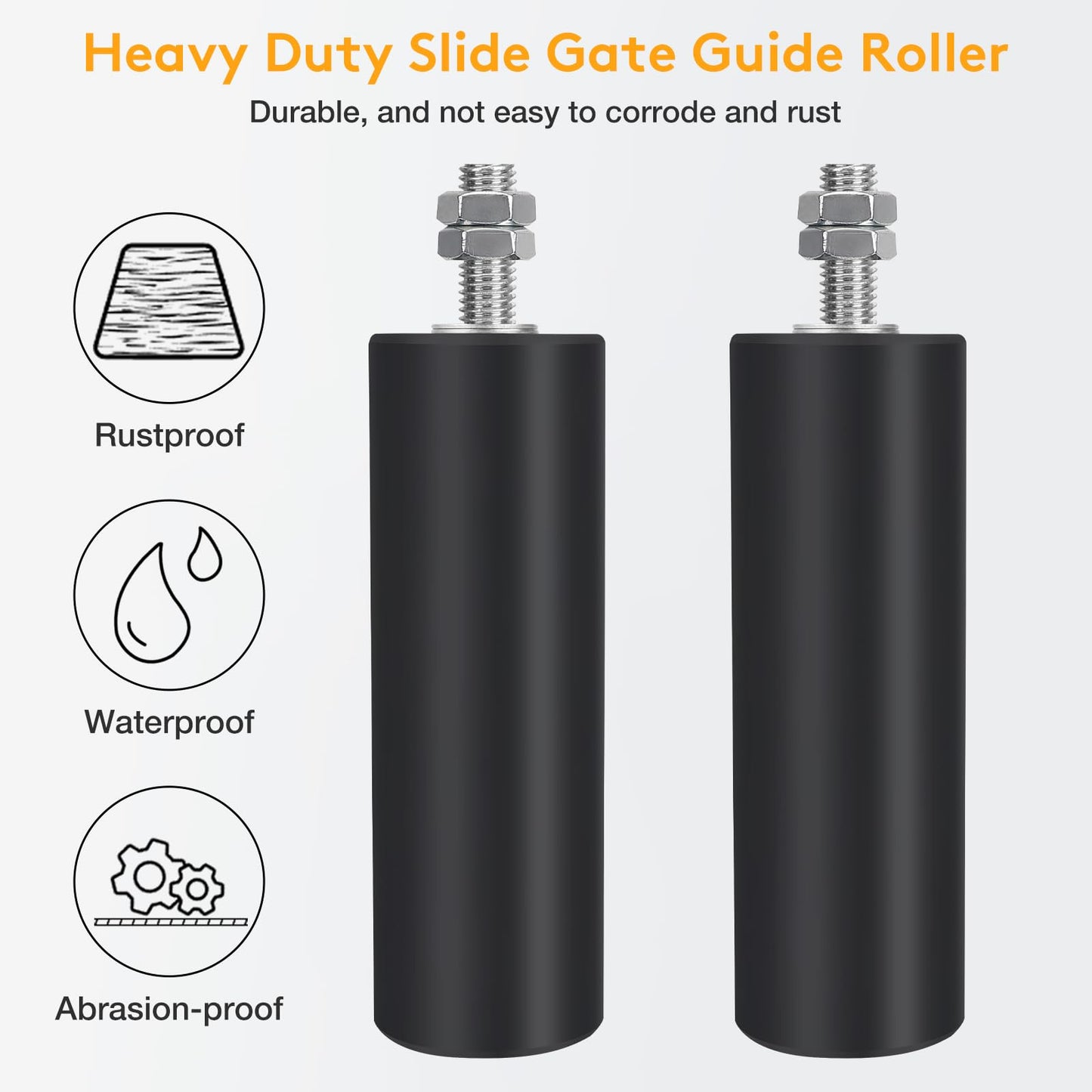 6" Gate Roller Guide with L-Bracket, Universal Adjustable Heavy Duty Sliding Gate Rollers,Sliding Gate Kit, Black Sliding Gate Guide Roller,Sliding Door Hardware