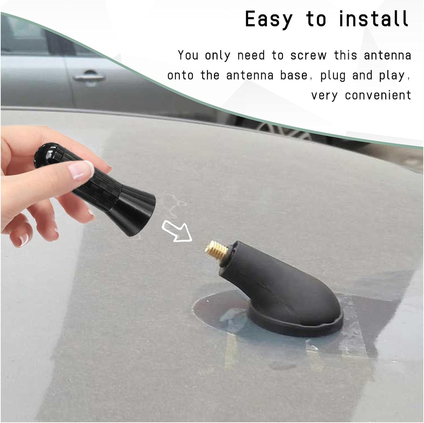 Sylvil 1.37" Car Short Antenna, Aluminum Radio Antennas Replacement, Carbon Fiber Antenna Kit with Screws, AM/FM Roof