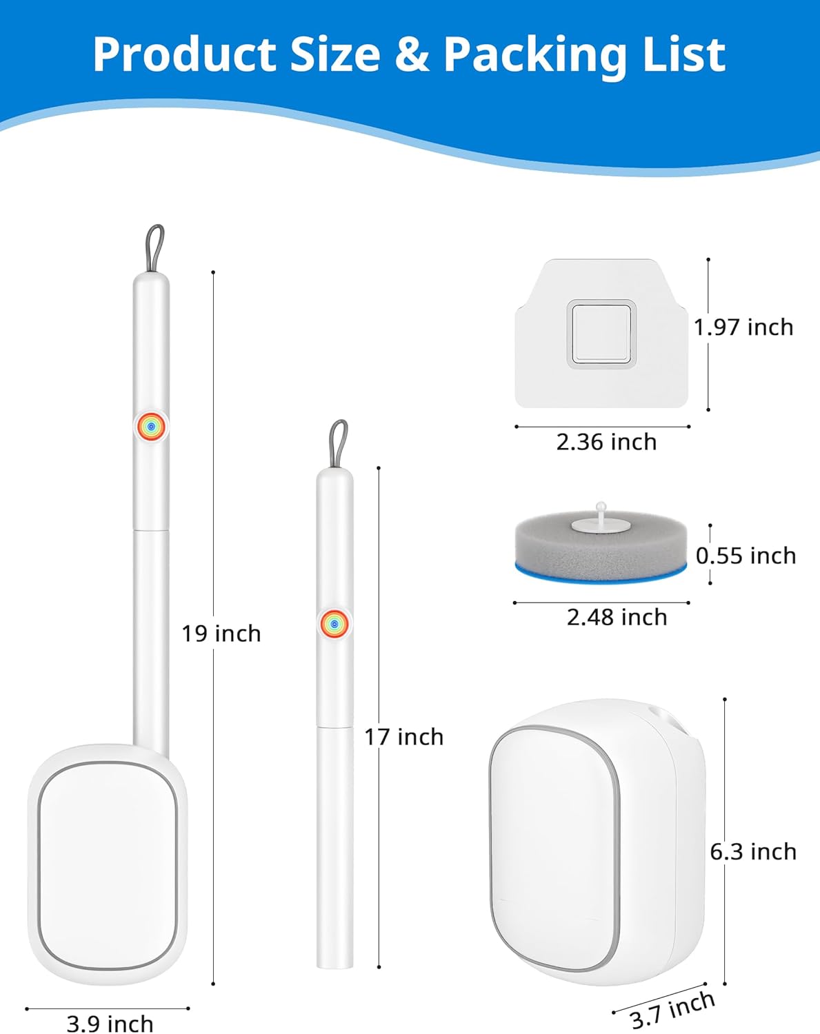 Regine Switzerland Disposable Toilet Cleaner Wand Set - Wall Mounted Brush Kit with 12 Refill Heads for Hygienic Bathroom Cleaning