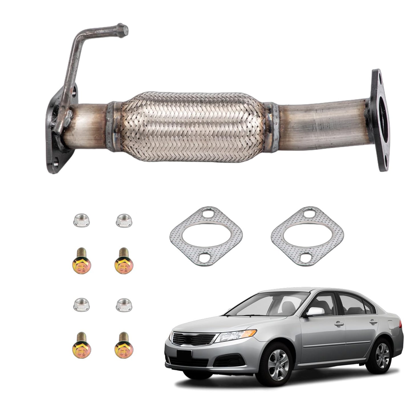Stainless Steel Exhaust Flex Pipe Compatible With 2014-2015 Kia Sorento 2.4L, 2013-2018 Hyundai Santa Fe Sport 2.4L 52598