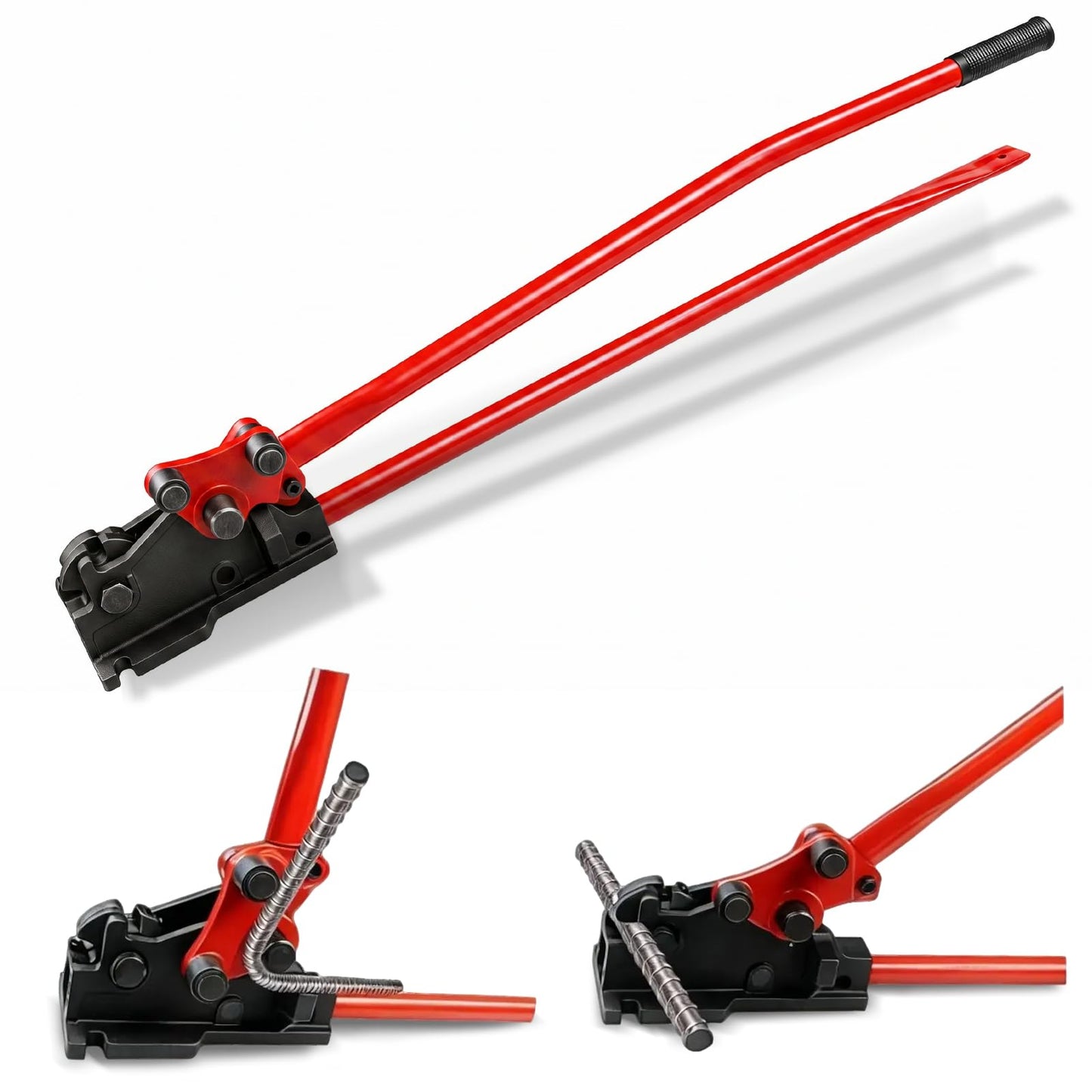 Rebar Bender/Cutter 2 in 1 Metal Tool, Manual Removable Rebar Shears and Bending Machine, cuts and bends rebar up to 5/8" for Construction Site and Home-use, Red