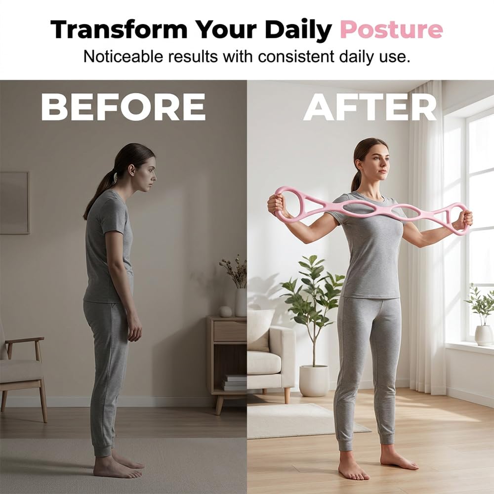 Figure 8 Resistance Band with Handles, 2026 New Resistance Bands for Women & Men, Workout Bands with Non-Slip Handles for Toning, Posture Correction, Home Gym, Yoga (Blue-2PCS)