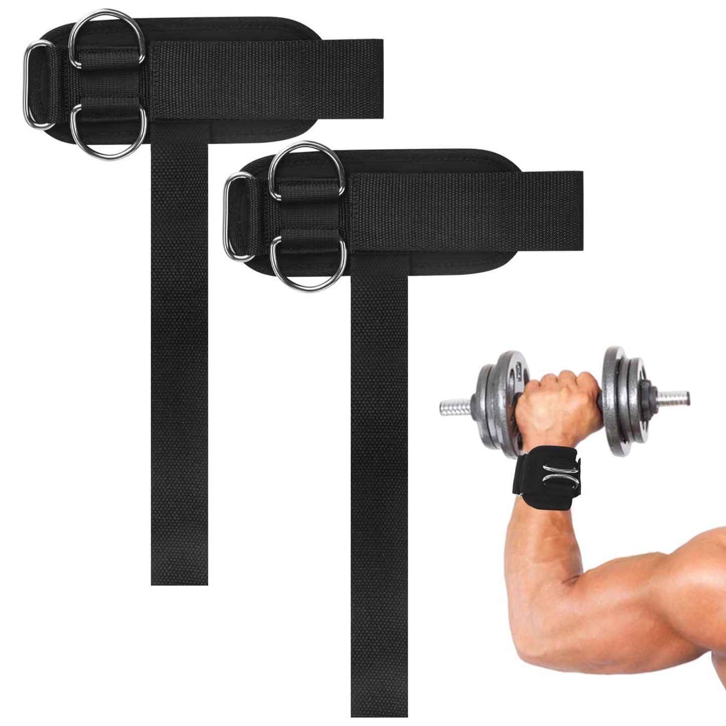 Weight Lifting Wrist Straps with D-Rings,Weight Straps,Heavy Duty Wrist Wraps,for Men & Women,Deadlifts,Pull-Ups,Cable Machines,Snatches