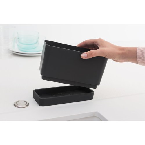 Brabantia Sink Organiser (Dark Gray) Non-Slip, Non-Scratch Kitchen Countertop Storage Caddy for Dish Brush, Soap, Cloths
