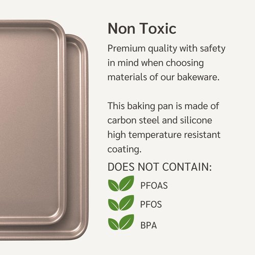 HAPPIELS Nonstick Baking Sheet Set of 2 - PFOA & BPA Free Carbon Steel Cookie Sheets | 15x10 Inch Jelly Roll Pans