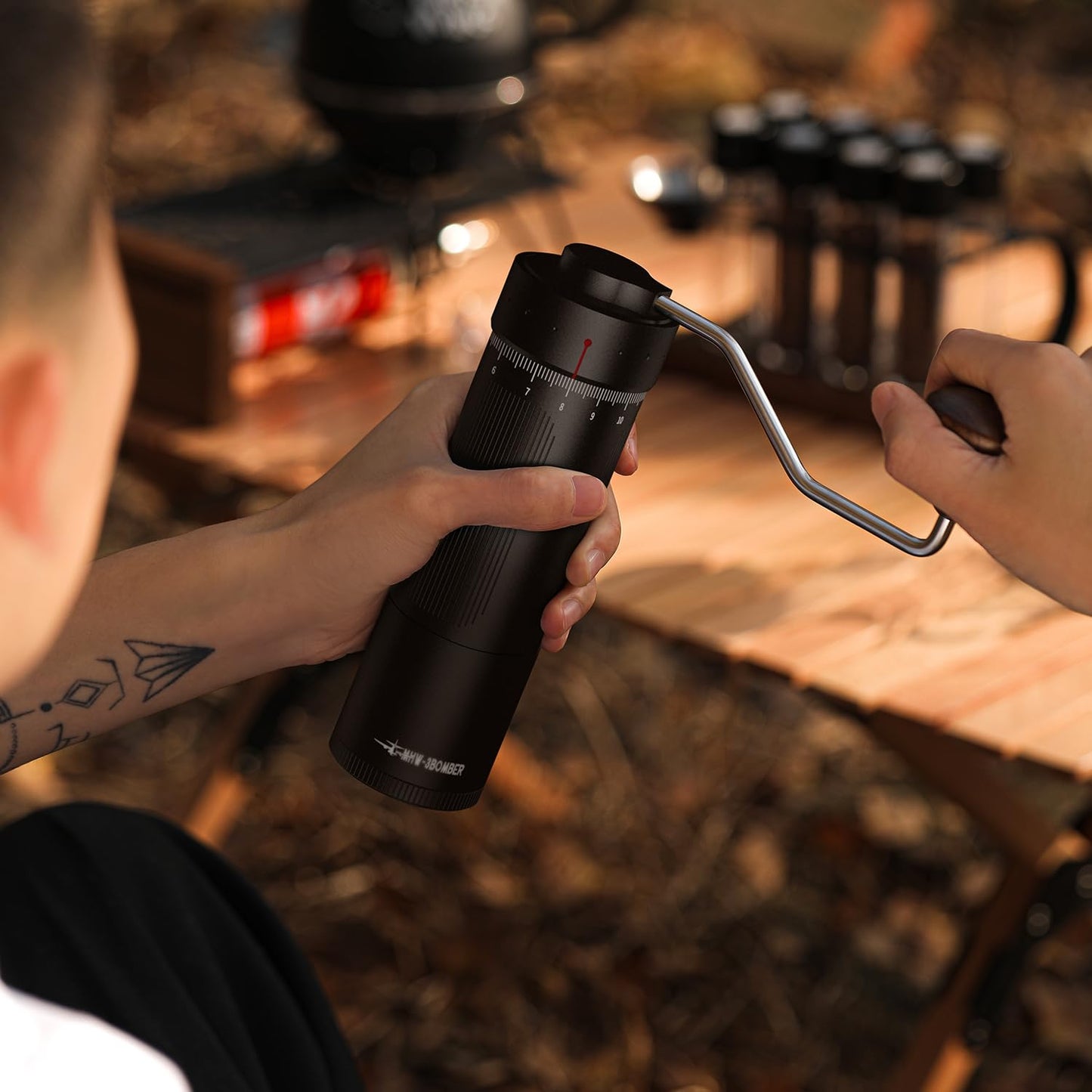 MHW-3BOMBER R3 Pro Manual Coffee Grinder, 2026 Upgraded Titanium Coated Conical Burr, External Adjustment Hand Grinder for Espresso & Pour Over, Professional Kit with 5 Sifting Screens, G5847B