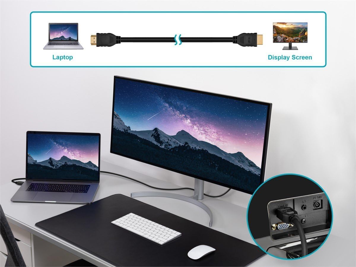 15 4K@60Hz, 18Gbps, 26AWG, 4:4:4, CL2, Commercial Monoprice HDMI Cable - Feet - Black (No Logo) | High Speed, HDR, YUV
