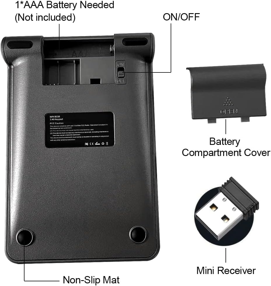 LIANGSTAR 22 2.4GHz 10 Accounting Number Pad, Wireless Numeric Keypad Keys Portable Keyboard Extensions with USB