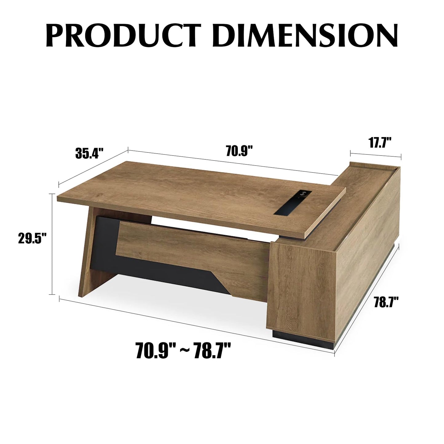 ONNAHOMEStlyle L-Shaped Executive Desk (71" or 79") | with Built-in Dual Charging & Wireless on Desktop | Drawers & Printer Space, Modern Office Desk for Home & Business Offices(Right)