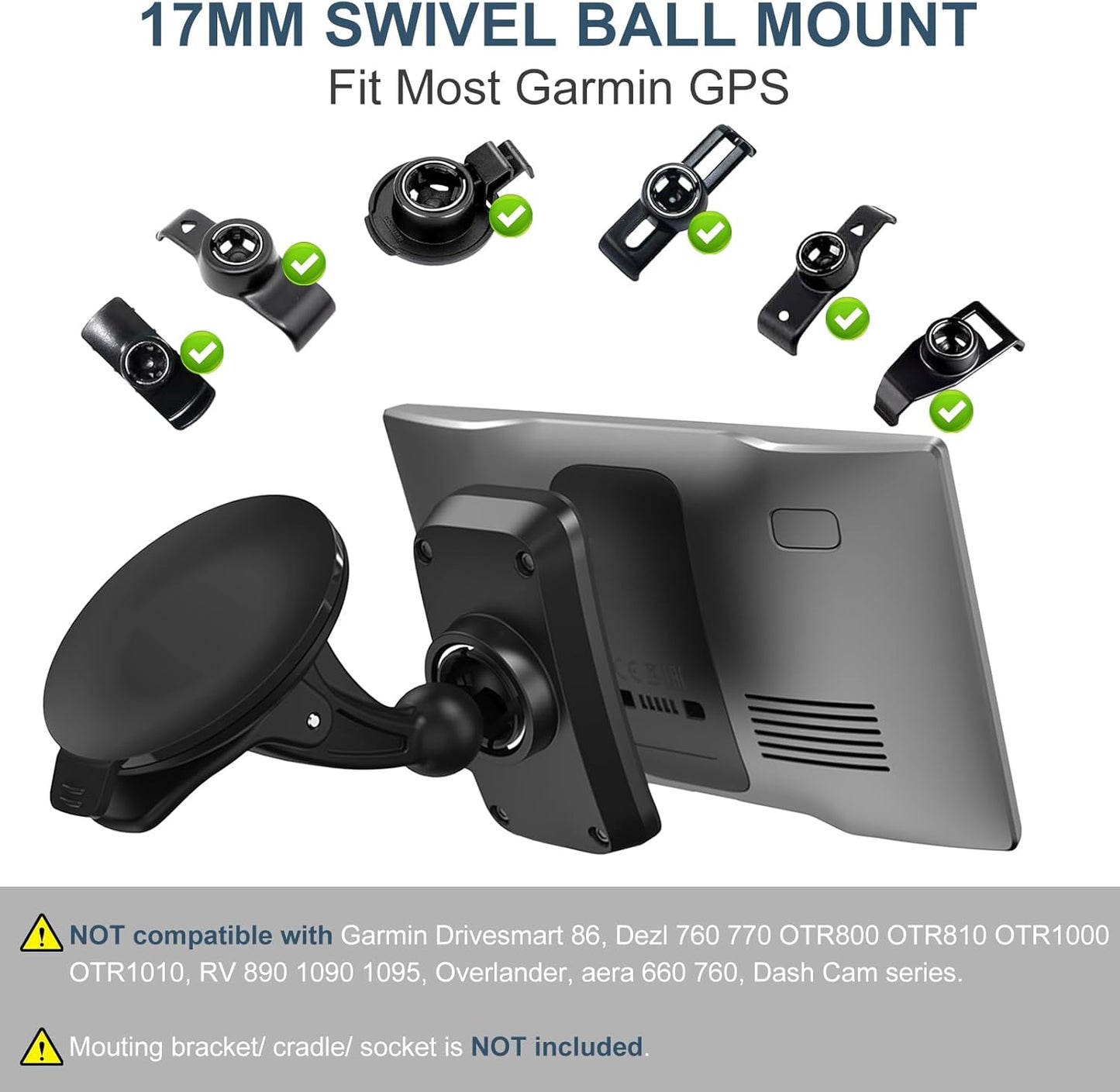 Gegraterwa 2 GPS Mount for Garmin PCS GPS Holder for Car Windshield Suction Cup Mount