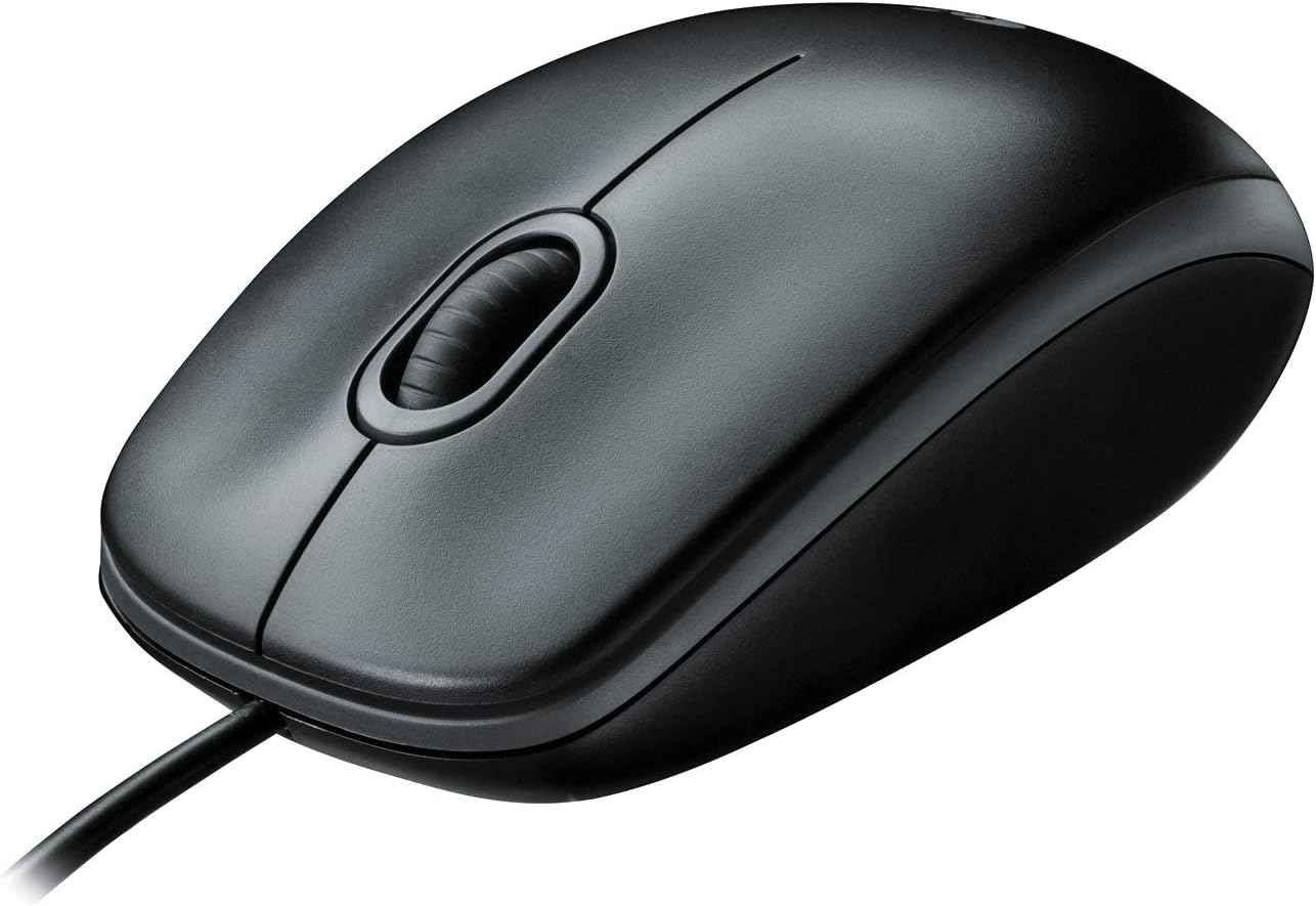 Logitech B100 USB Wired Mouse - Ambidextrous Black Design
