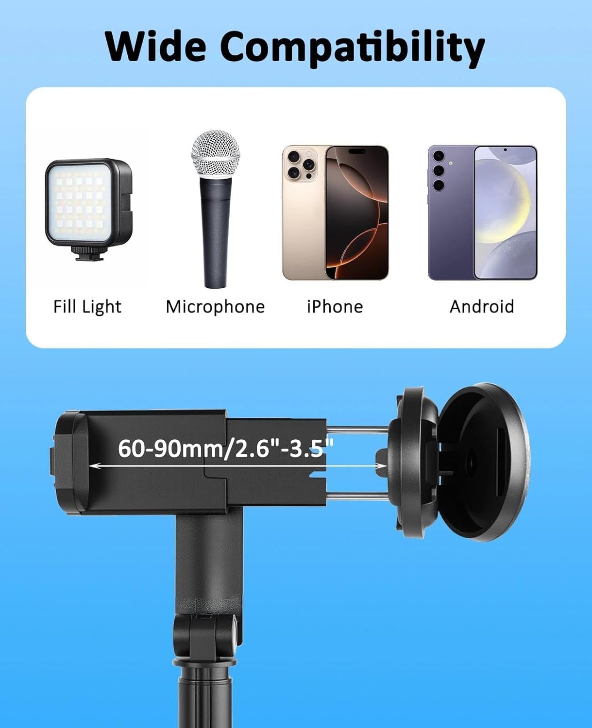 WOVTE 67" Automatic Phone Tripod, Auto-Open Selfie Stick Tripod with Wireless Remote, Portable Travel Phone Stand