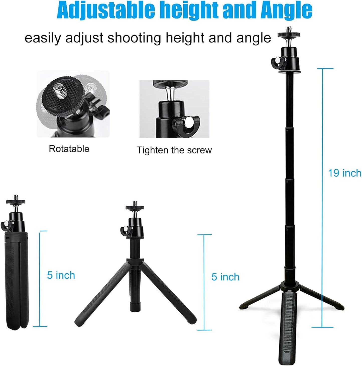 Khazylorr Webcam Tripod, Mini Tripod for Webcam Height and Angle Adjustment Small Desk Tripods for Camera, Desktop