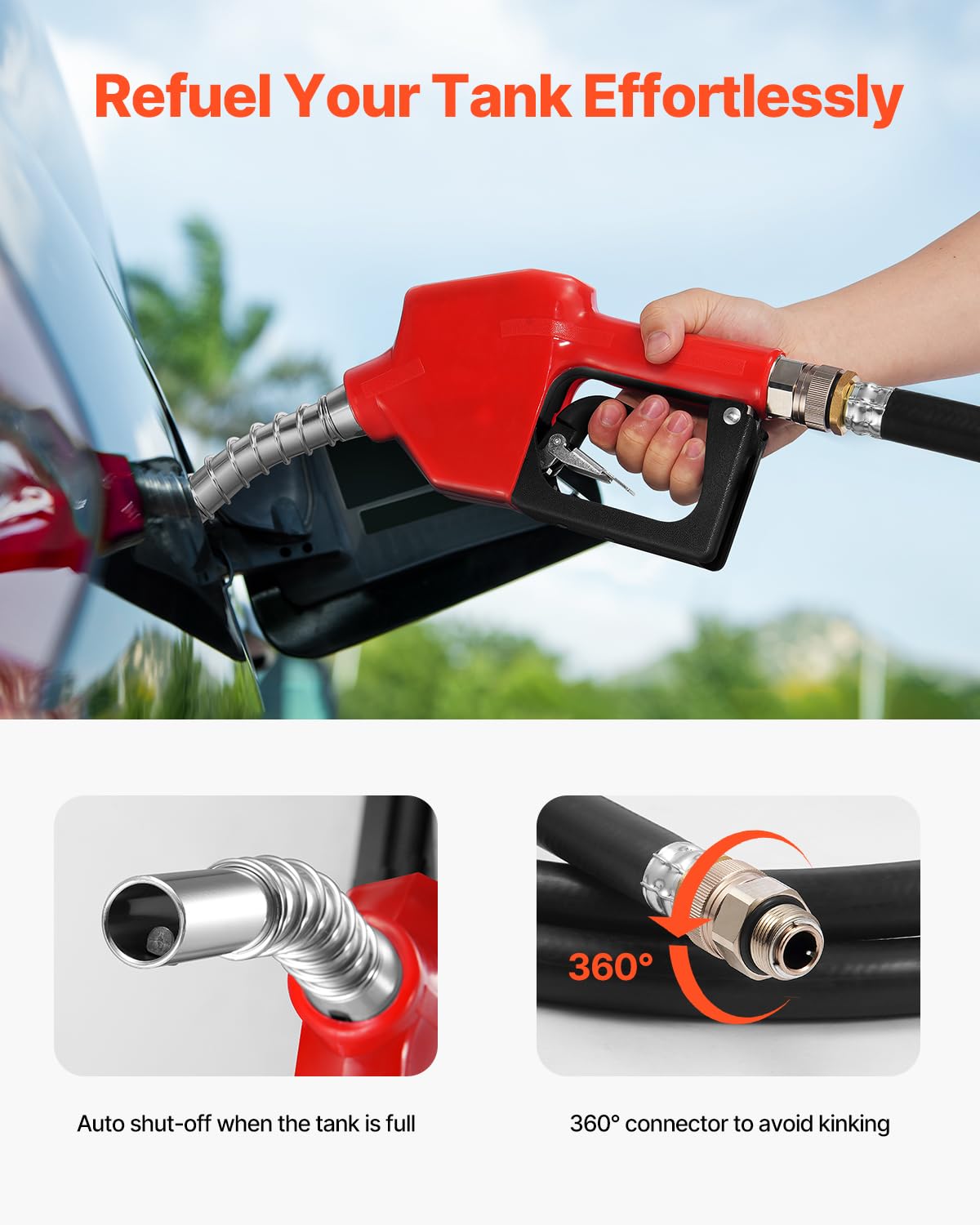 VEVOR Portable Diesel Tank, 58 Gallon Capacity & 10 GPM Flow Rate, Portable Fuel Tank with 12V Electric Transfer Pump and 13.1ft Rubber Hose, PE Diesel Transfer Tank for Easy Fuel Transportation Black