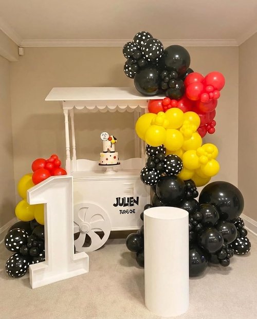 166Pcs Balloon Garland Arch Kit - Red, Yellow & Black Latex Balloons for Mouse Party Decor | Birthday & Baby Shower