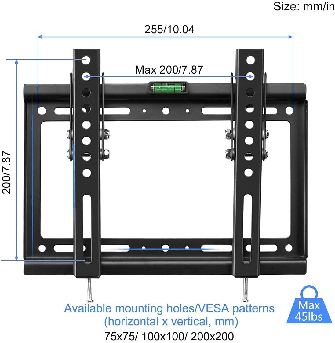 suptek 14-42 inch 200x200mm 55lbs 8" (MT3202) Tilt TV Wall Mount Bracket for Most LED, LCD and Plasma TV Mount with Max