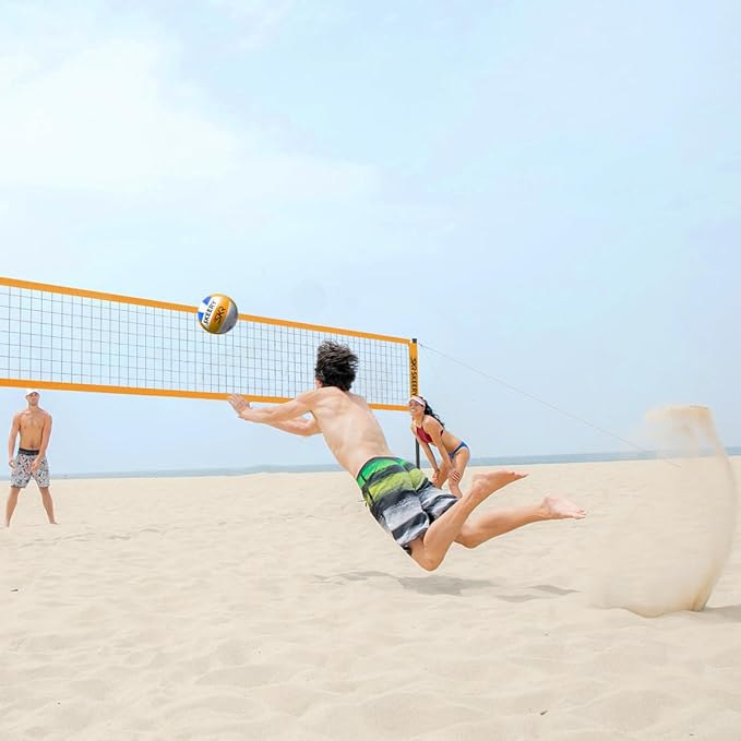 Outdoor Heavy Duty Volleyball Net Set, Anti-Sag Design, Adjustable Aluminum Poles, Portable Volleyball Net for Backyard,Grass and Beach