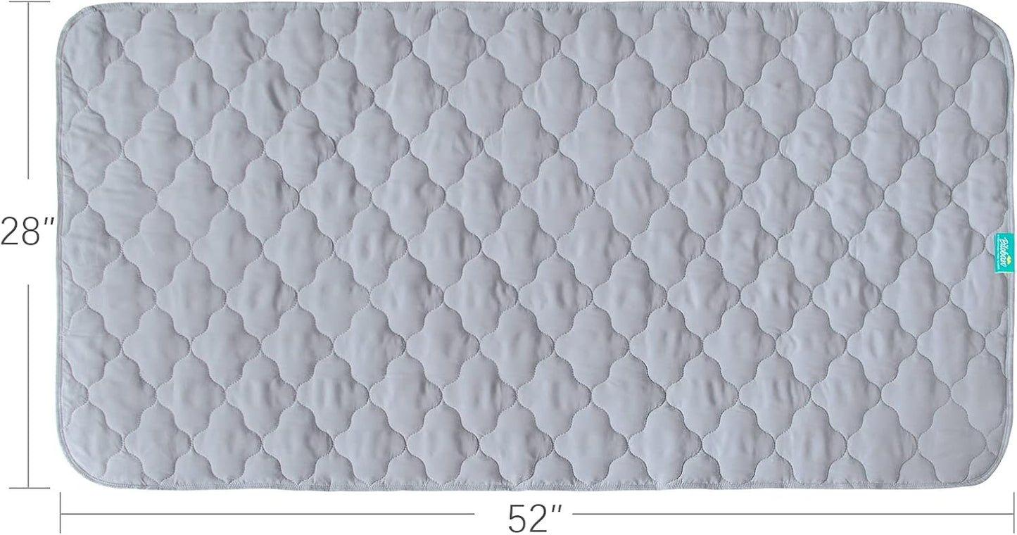 Skiennix Waterproof Crib Mattress Protector Pad - Non-Slip & Absorbent | 2 Pack, 28" x 52", Quilted Grey