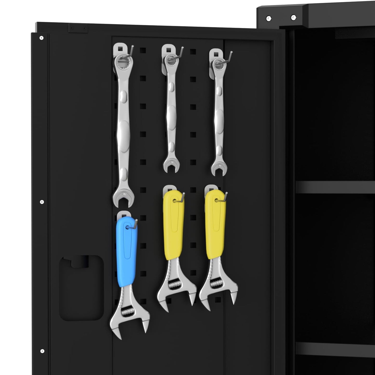 EliteEdge 31" Metal Storage Cabinet with Pegboard and Wheels, Lockable Rolling Tool Cabinet with Shelves, Heavy Duty Steel Utility Cabinet for Garage Workshop, Black