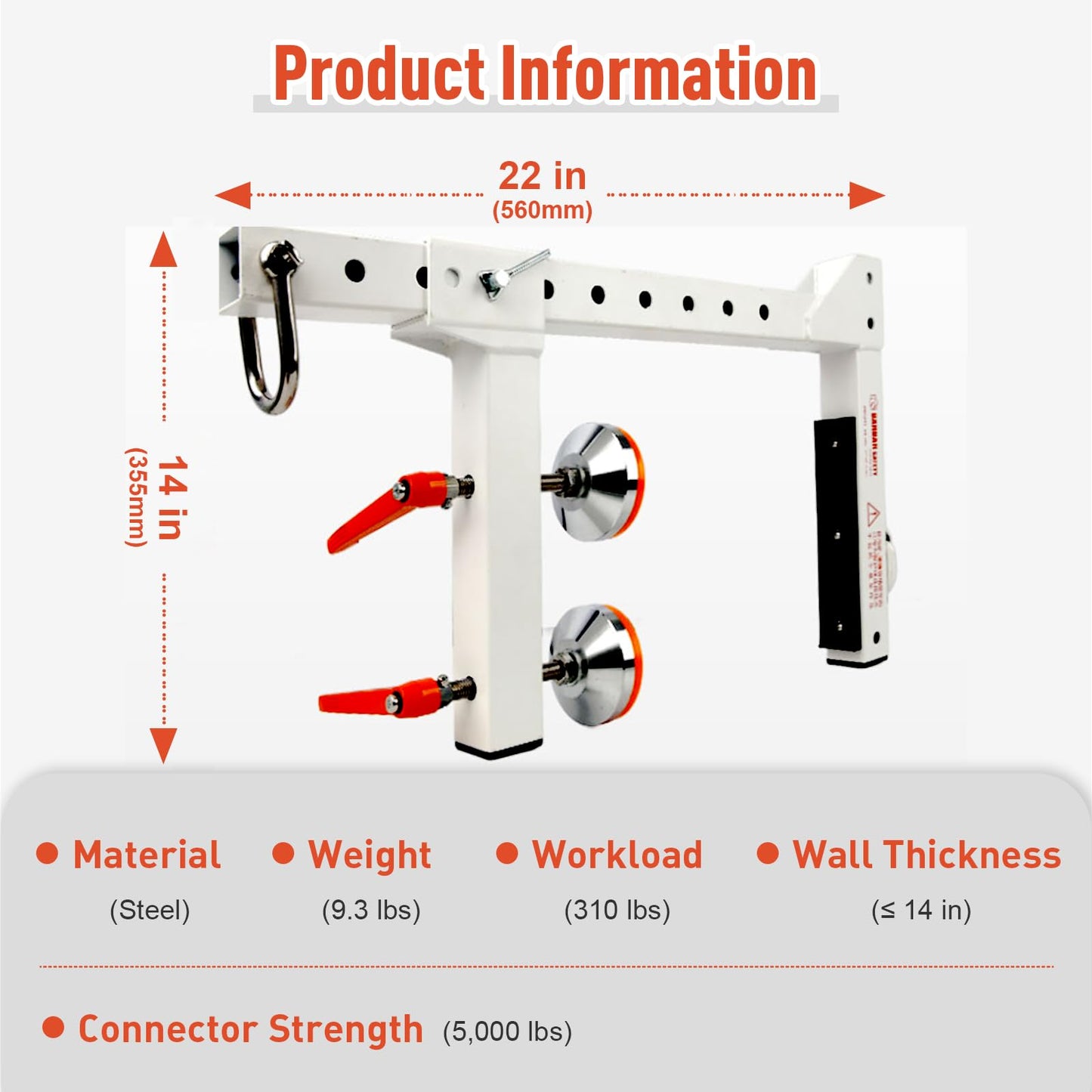 Parapet Wall Anchor Clamp, Parapet Adjustable Non-Penetrating Anchor for Temporary, Roof Anchors for Fall Protection, Fits Parapet Walls Up to 14" Thick